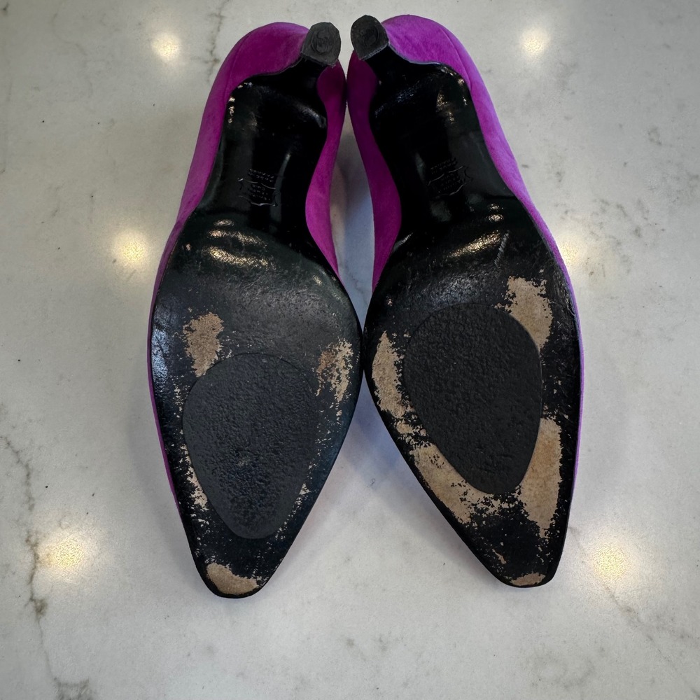 Charles Jourdan Paris Women 7.5 Fuchsia Pink Suede Pointy Toe Stiletto Heel Pump - Picture 12 of 15
